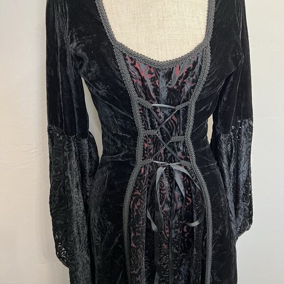 Vtg Lip Service Sz M Gothic Renaissance Velvet Dress Whimsigoth Vampire Rare - Picture 4 of 16